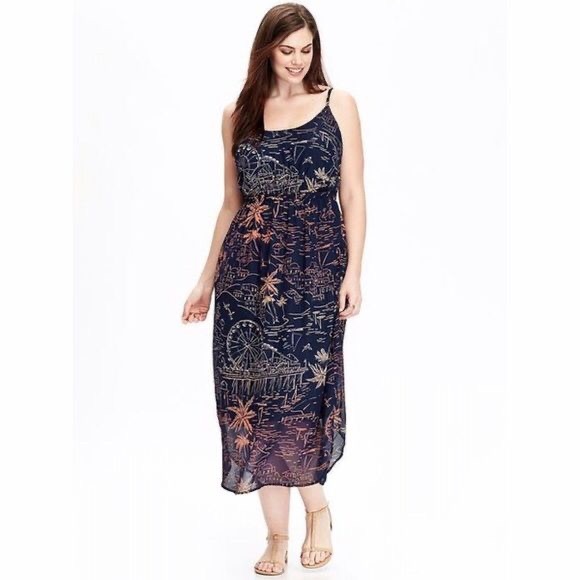 OLD NAVY summer vibes Farris wheel vacation boardwalk printed sun dress - Picture 1 of 8